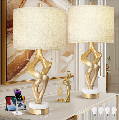 26” Table Lamp Set of 2 with USB Ports for Bedroom Living Room1