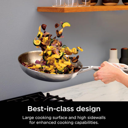 Ninja® Everclad 10.25" Fry Pan, Tri-Ply, Stainless, C90026 | Tri-Ply: 18/10 Stainless, Pure Aluminum Core. No Warping, Hot Spots. All Stovetops & Induction Compatible. Oven Safe to 600°F8