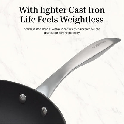 10.25 Inch Lightweight Enameled Cast Iron Frying Pan - Toxin-Free - Oven Safe up to 500° F or on Stovetop - Cast Iron Skillet for Cook, Bake - Antique White4