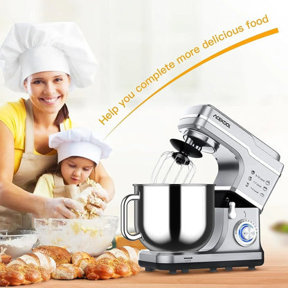 7.5QT Stand Mixer, 10-Speed Tilt-Head Electric Food Mixer with Stainless Steel Bowl, 660W Motor, Dough Hook, Whisk & Beater, Compact Design for Home Baking,Silver8