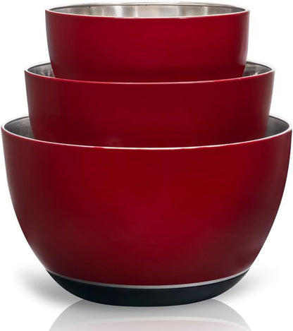 Stainless Steel Mixing Bowls Set, 3-Piece with Silicone Base1
