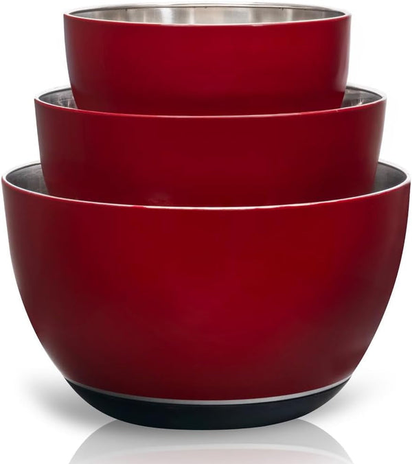 Stainless Steel Mixing Bowls Set, 3-Piece with Silicone Base1