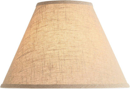 Pre-Assembled Sela Fine Large Burlap Empire Shade 6.5X15X10.75 (Spider) | 6.5" Top X 15" Bottom X 10" High X 10.75" Slant Replacement for Table Lamps Harp + Finial6