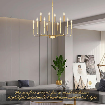 Gold Chandeliers for Dining Room Light Fixture，D32 Inch7