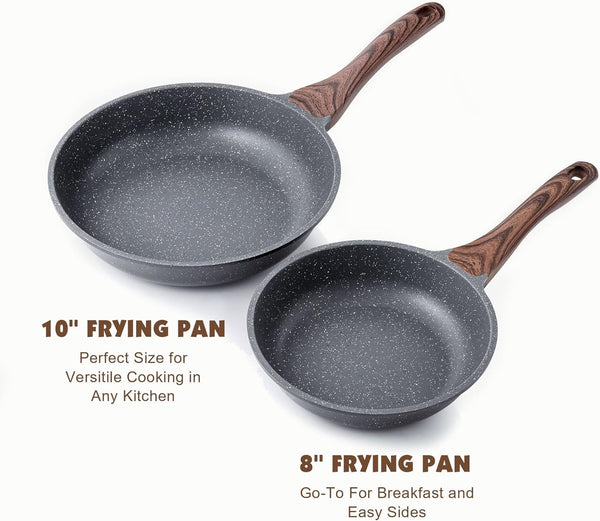 Nonstick Frying Pan Skillet, Swiss Granite Coating Omelette Pan, Healthy Stone Cookware Chef'S Pan, PFOA Free (8/9.5/10/11/12.5 Inch) (8 Inch)8