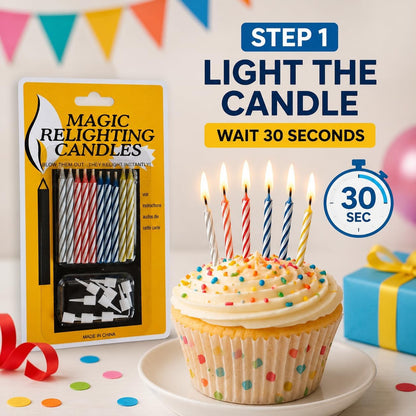 Trick Relighting Birthday Candles, Magic Self Relight Cake Candles, Prank Novelty Candle for Birthday and April Fools Day (20)5