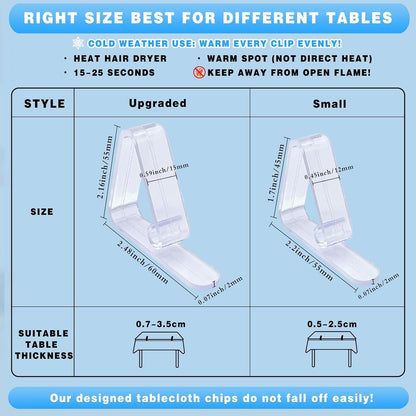 16PCS Clear Plastic Tablecloth Clips,Transparent Clear Tablecloth Clips, Plastic Table Cloth Hold down Clips Table Cloth Holder for Meeting Party Indoor Outdoor Events2
