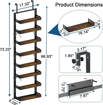 8-Tier over the Door Pantry Organizer, Adjustable Wooden Basket7