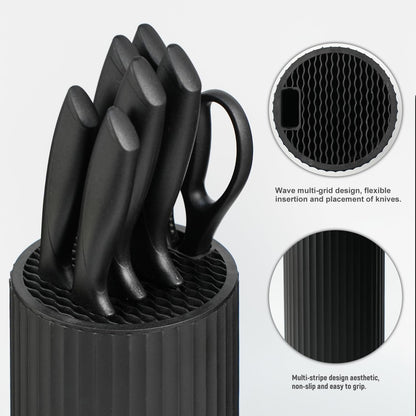 Knife Set, 8-Piece Kitchen Knife Set with Universal Block - Anti-Rust Chef Knives, Ergonomic Design, Dishwasher Safe (Black)4