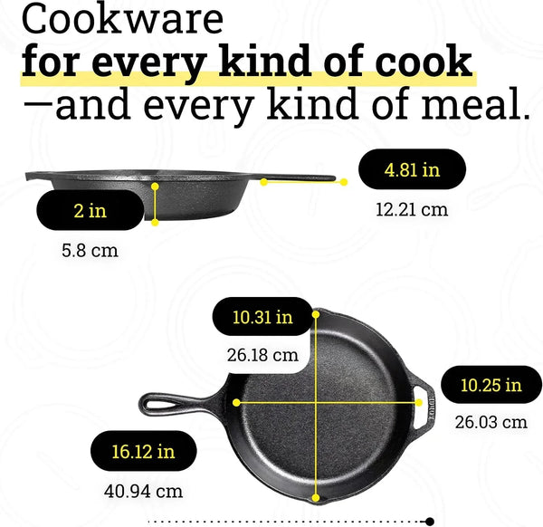 Cast Iron 5-Piece Set, Pfas-Free Pre-Seasoned Kitchen Set | Pfas-Free Cast Iron Set Includes Skillets, Griddle & Dutch Oven for Non-Toxic Everyday Cooking, Made in USA8