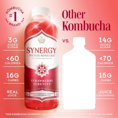 the Real Kombucha - Strawberry Serenity - 16 Fl Oz Bottle - Raw Probiotic Drink for Gut Health and Immune Support4