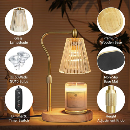 Candle Warmer Lamp - Candle Warmer Lamp with Timer and Dimmer Adjustable Height,Electric Wax Melt Warmer with 2 Bulbs for Scented Jar Candles Home Decor Mother'S Day Gifts, Amber7