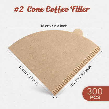 300Pcs Coffee Filters #2, Disposable Unbleached V60 Coffee Filter 2-4 Cup | 6 Individual Value Packs for Easy Storage, Compatible with Pour over Coffee Dripper, Drip Coffee Makers4