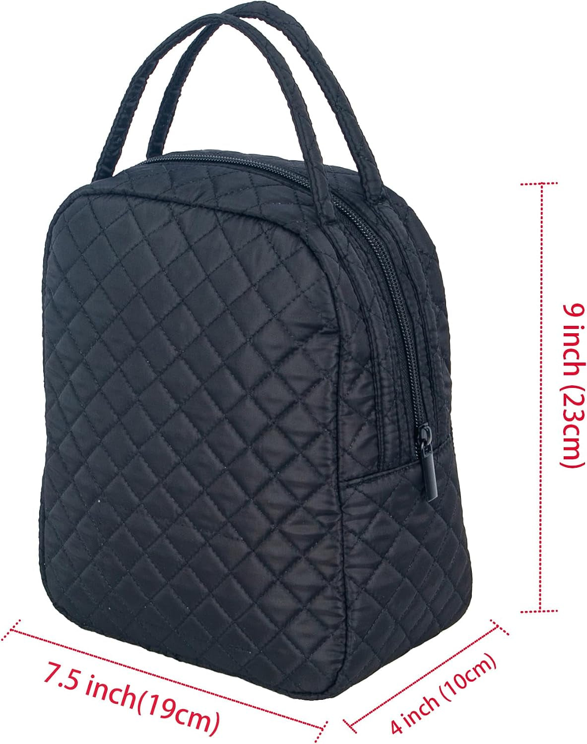 machine-washable-women-quilted-fabric-insulated-reusable-cooler-lunch-bag-tote-adult-thermal-lunch-box-storage-bag-for-ｗork-black