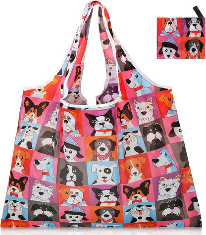 Reusable Grocery Bags Foldable Polyester, Cute Reusable Shopping Bags for Women Large Heavy Duty, Machine Washable1