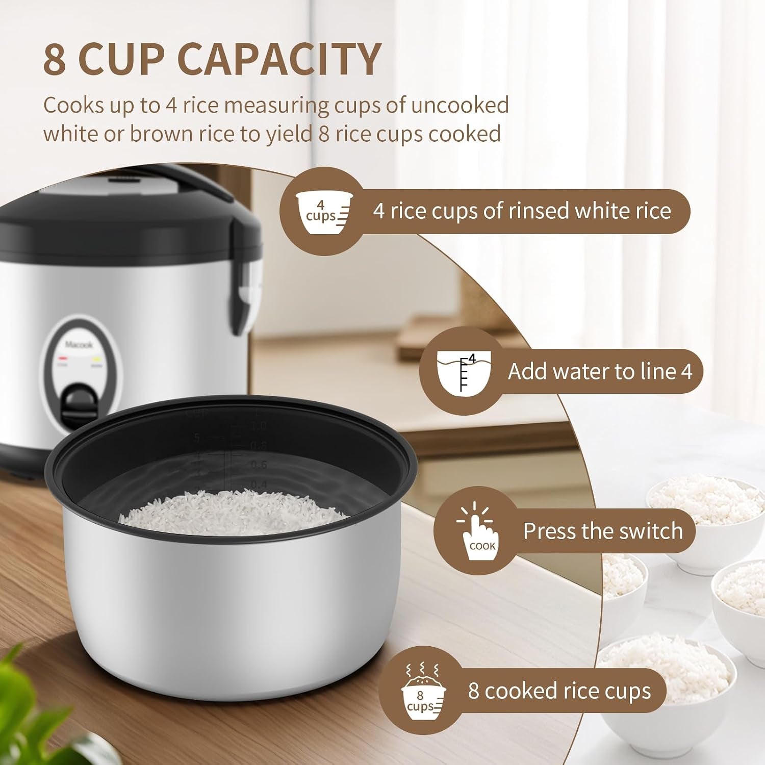stainless-steel-rice-cooker-with-steamer-4-cup-uncooked-1-0l-8-cup-cooked-electric-grain-vegetable-cooker-auto-keep-warm-for-oatmeal-soups-multicooking