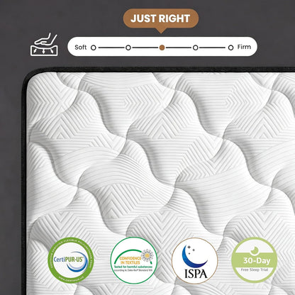 Twin Size Mattress 10 Inch, Medium Firm Hybrid Twin Mattress in a Box, Motion Isolation Pocket Spring & Cooling Gel Memory Foam Mattress, Zone Support, Certipur-Us Certified, 30-Night Trial2