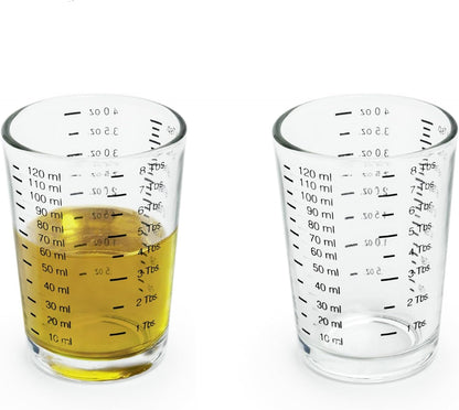 Mini Multi-Purpose Liquid and Dry Measuring Shot Glass, Set of 2, 4-Ounce Cups, Clear, Small1