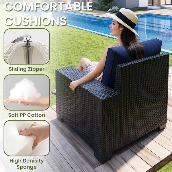 7-Piece Outdoor Patio Furniture Set, 6-Seat All-Weather PE Rattan Wicker Patio Sectional Furniture Set with Coffee Table, 450 Lb Capacity4