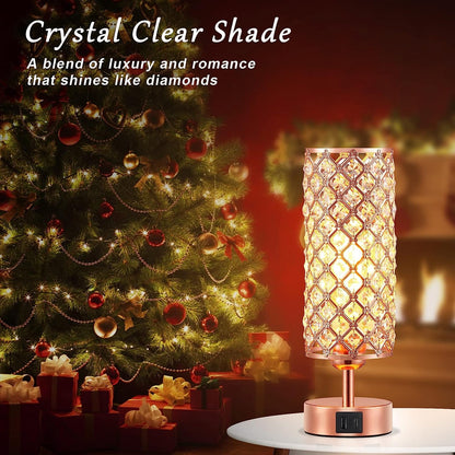 Pink Crystal Table Lamp, 3 Way Dimmable Touch Lamps for Night Stands2