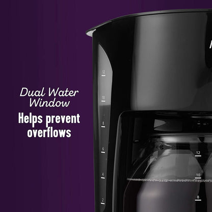 Mr. Coffee Black Coffee Maker, 12 Cups, with Auto Pause and Glass Carafe, Perfect for Home and Office Use3