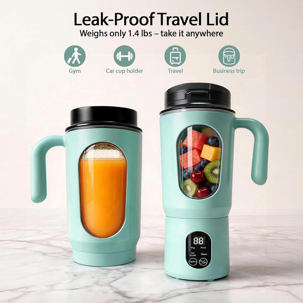 Personal Blender Smoothies, 580ML USB-C Rechargeable | Portable Blender Cup, 12-Blade Smoothie Maker with Travel Lid, Handle & LED Display for Gym, Office, Travel and Outdoor3