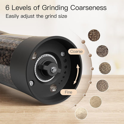 Electric Salt and Pepper Grinder Set, USB-C Rechargeable, Salt and Pepper Shakers Spice Mill with 6 Adjustable Coarseness LED Light, Kitchen Appliances for Housewarming Gifts3