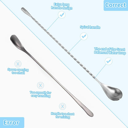 2 Pcs 12 Inch Bar Mixing Spoon Cocktail Spoon Stainless Steel Bar Long Spoon with Spiral Pattern3