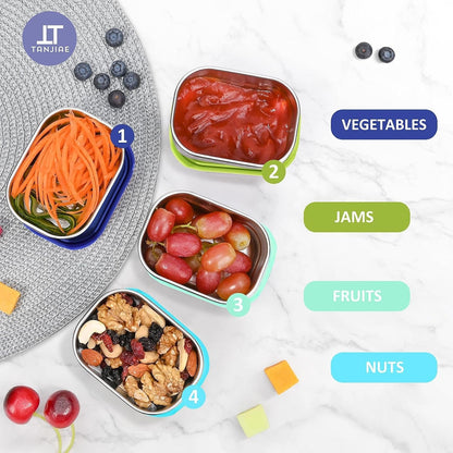 4Pack 8Oz Small (1 CUP) Stainless Steel Snack Containers for Kids | Reusable Easy Open Toddler Snack Containers with Silicone Lids | Stackable Toddler Lunch Box for Daycare, School and Travel7