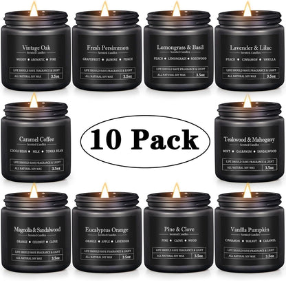 10 Pack Scented Candles for Men, Masculine Candle Gift Set with Woody & Fresh Scents, Soy Wax Aromatherapy Candles for Home, Gifts for Him, Boyfriend, Father'S Day2