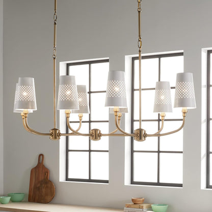 Adeena 8-Light Linear Chandelier Light, Brushed Natural Brass18