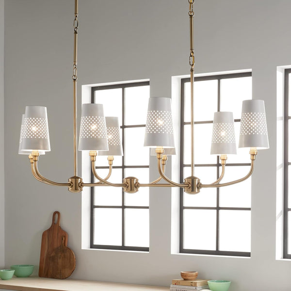 Adeena 8-Light Linear Chandelier Light, Brushed Natural Brass18