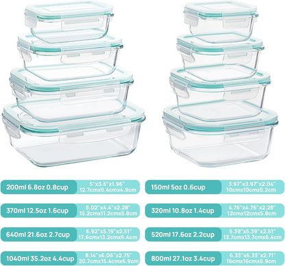 8 Pack Glass Food Storage Containers with Airtight Lids2