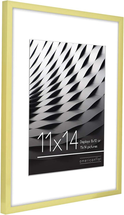 11X14 Picture Frame - Matted to 8X10 - Slim Molding - Gold4