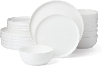Modern White Porcelain 18-Piece Dinnerware Set for 61
