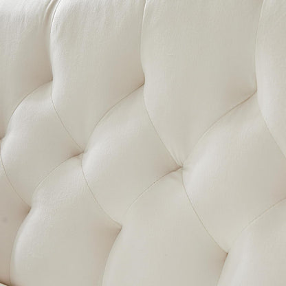 55-Inch Modern Velvet Loveseat Sofa with Gold Metal Legs & Side Pockets, Tufted Backrest, Perfect for Living Room, Bedroom, or Office (Modern Beige)4