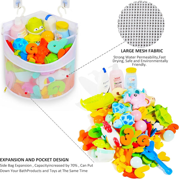 Baby Bath Toy Organizer, Quick Drying, Bath Toy Holder, Large Capacity Multi Use Shower Caddy (White)3
