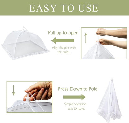 7Pack Various Size (40X24*1,17X17*2,14X14*2,12X12*2) Pop-Up Food Tents Food Covers for outside Mesh to Keep Bugs Away,Reusable Collapsible Food Nets for Picnic Party BBQ Wedding Fruit3