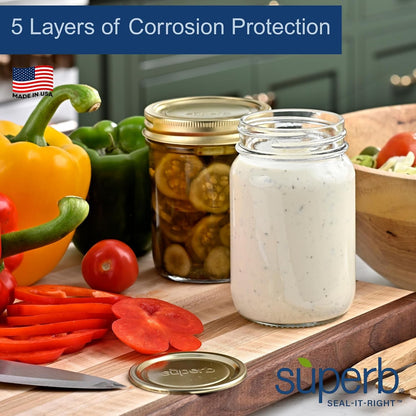 Superb Canning Lids – Regular Mouth Mason Jar Lids – Baker’S Dozen/Bulk Package of 156 Lids – Made in the USA8
