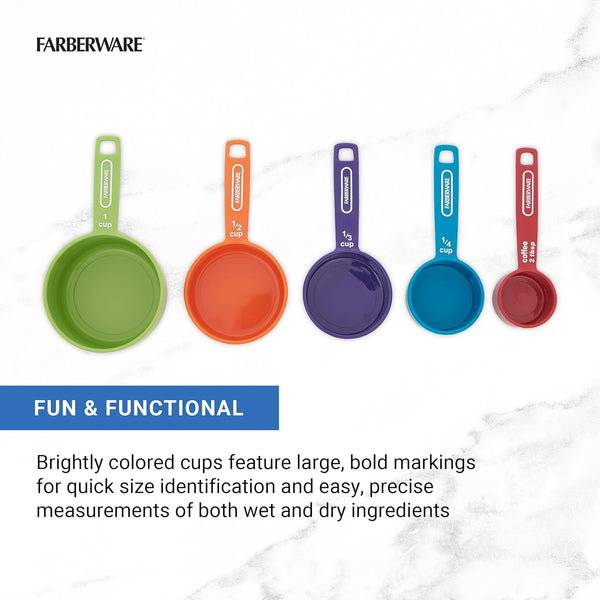 5-Piece Measuring Cup Set with Coffee Scoop, Durable Plastic Nesting Measuring Cups with Easy-Read Markings, Bpa-Free, Dishwasher Safe3