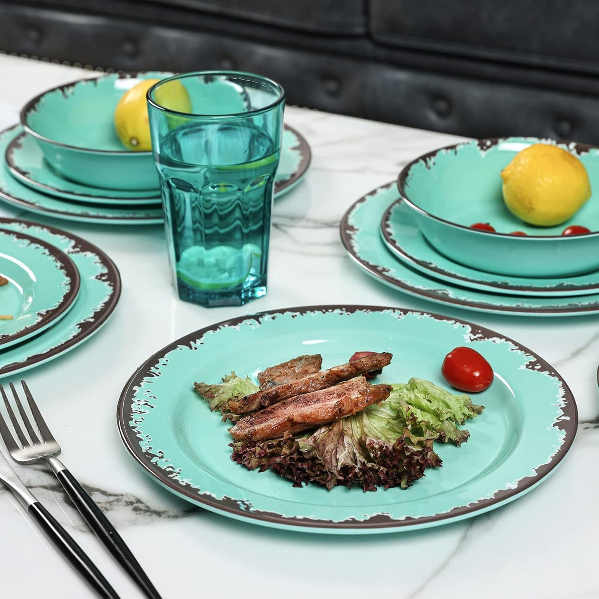 rustic-melamine-dinnerware-set-12pcs-plates-and-bowls-sets-green