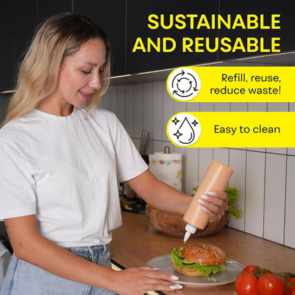 Condiment Squeeze Bottles, 16 OZ Empty Squirt Bottle with Twist Top Cap, Leak Proof - Great for Ketchup, Mustard, Syrup, Sauces, Dressing, Oil, Arts and Crafts, BPA FREE Plastic - 2 PACK7