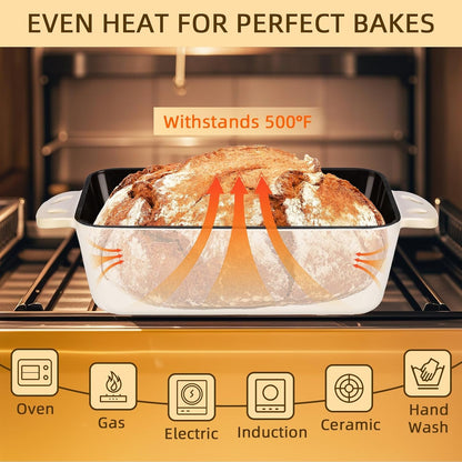 9X5 Enameled Cast Iron Loaf Pan with Lid - 2 in 1 Bread Pan for Baking Homemade Sourdough5