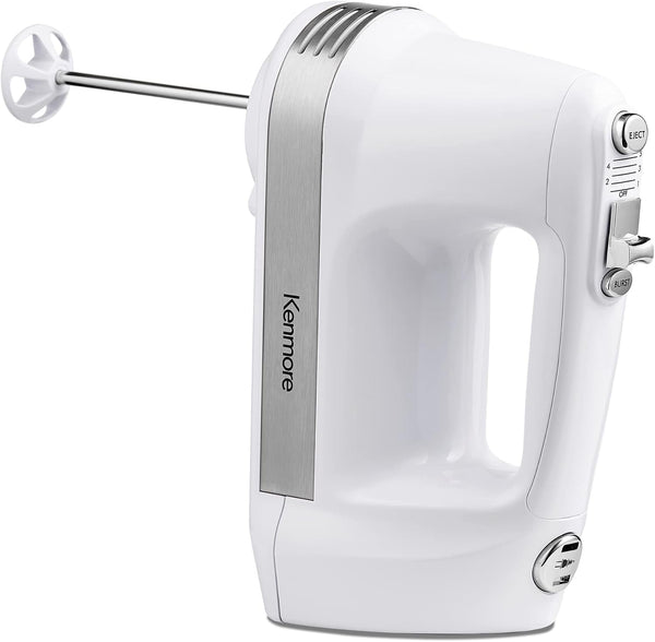Kenmore 5-Speed Hand Mixer/Blender, 250 Watts, with Beaters, Dough Hooks, Liquid Blending Rod, Automatic Cord Retract, Burst Control, and Clip-On Accessory Storage9