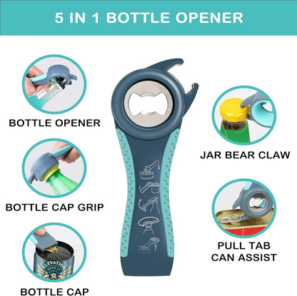 Jar Opener for Weak Hands, Seniors with Arthritis, 5 in 1 Multi Function Bottle Opener Lid Opener for Arthritic Hands with Non Slip Rubber Jar Opener Gripper Pad4