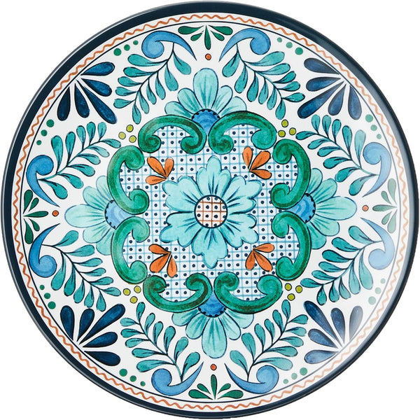 Talavera Melamine 12-Piece Dinnerware Set – Multicolored Plates and Bowls for 4, Spanish Tile-Inspired, Durable, Lightweight, Shatterproof, Dishwasher Safe, Indoor Outdoor Tableware4