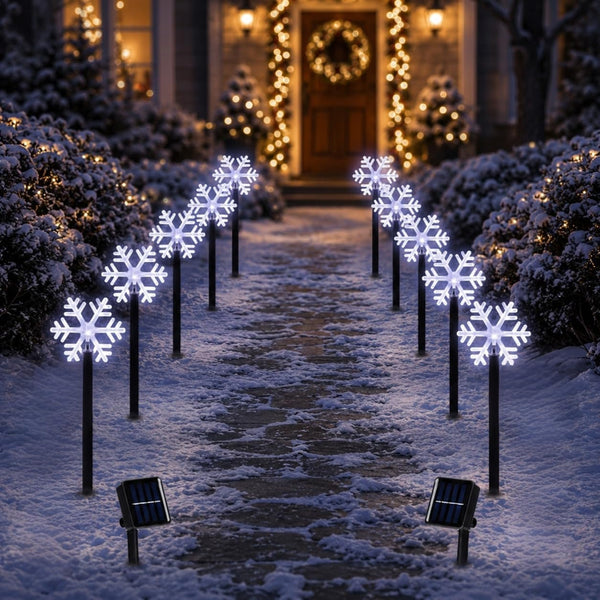 Snowflake Solar Christmas Lights Outdoor, 10 Pack Yard Stakes1