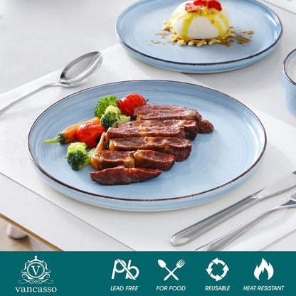 Bonita Blue Dinnerware Sets, Plates and Bowls Set for 4, 12 Pieces Stoneware Dinnerware Set, Dishwasher and Microwave Safe3