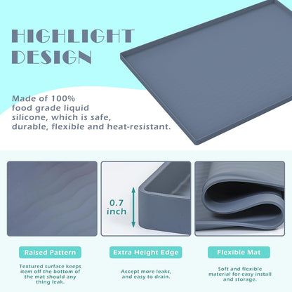 Waterproof Silicone under Sink Mat 31'' X 22'' Shelf Liner for Kitchen and Bathroom, Cabinet and Counter Protector, Storage and Organizers, Litter Mat, Pet Cat Puppy Essentials(Dark Grey)3
