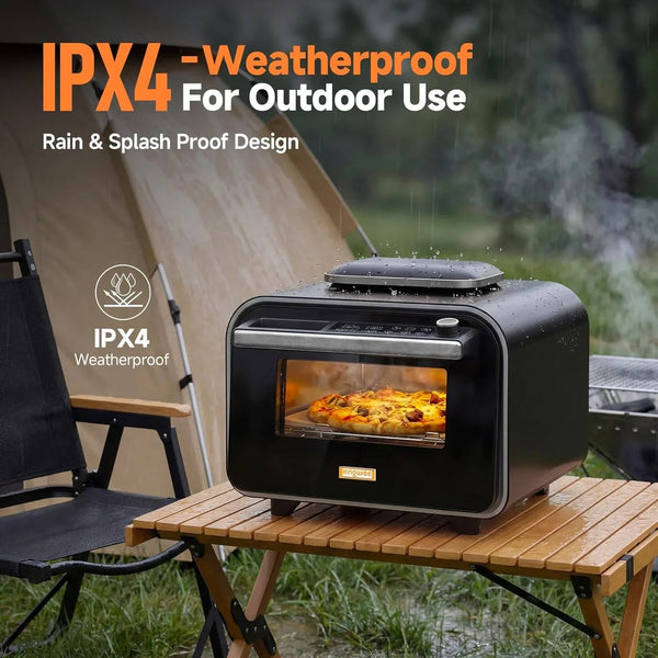 Convection Pizza Oven Electric, IPX4 Waterproof Countertop Air Fryer Oven, Fits 13-Inch Pizza, Heats up to 750℉, 6 Cooking Functions and 5 Pizza Presets, Pizza Stone & Pizza Peel Included8